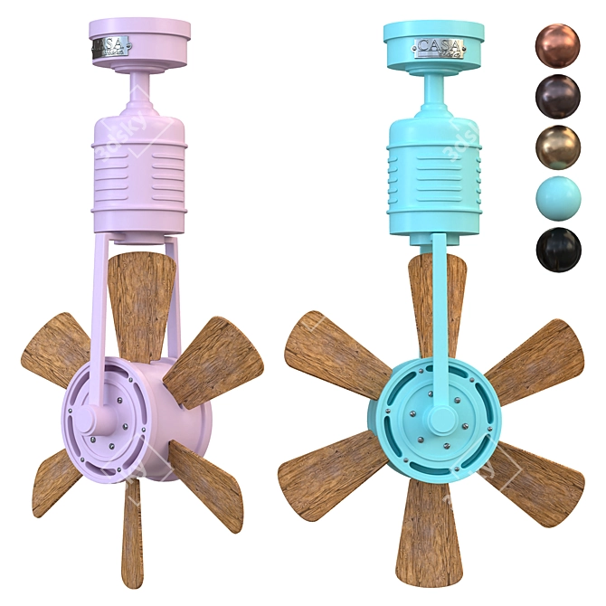 Outdoor Iron Ceiling Fan with Remote 3D model image 4