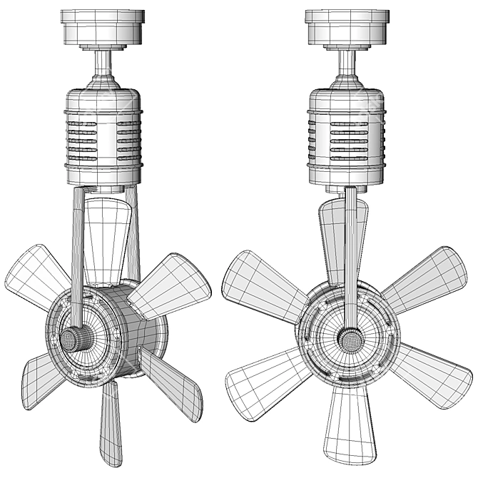 Outdoor Iron Ceiling Fan with Remote 3D model image 7