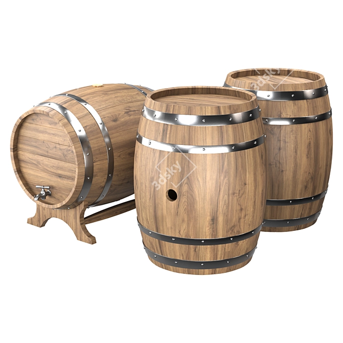 Modern Barrels for 3D Visualization 3D model image 5