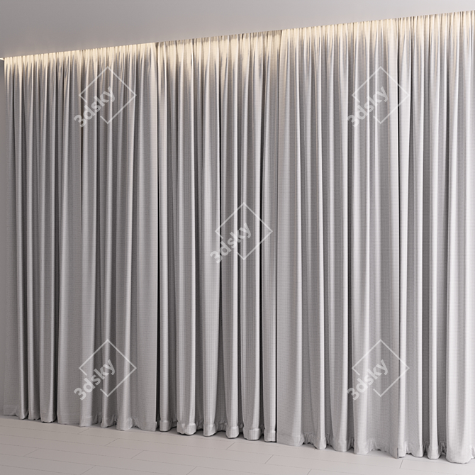 Modern Scandinavian Beige Curtains 3D model image 4