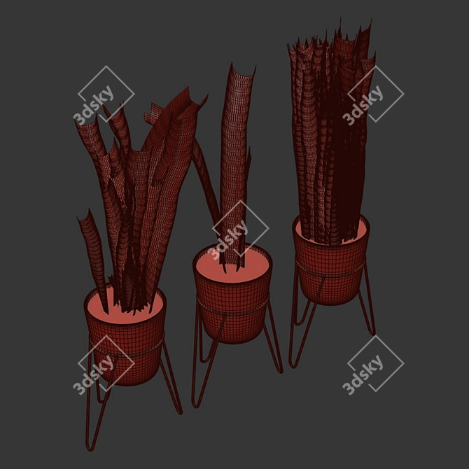 Sleek Snake Plant Stand 3D model image 2