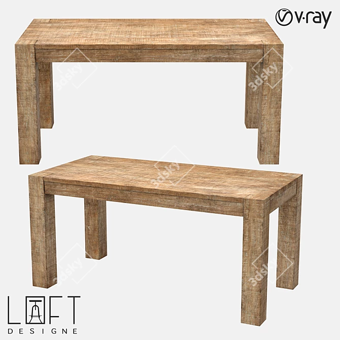 LoftDesigne 60422 Pine Table - Rustic Charm for Your Space 3D model image 1