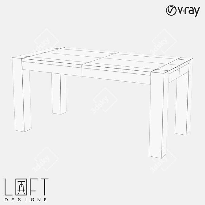 LoftDesigne 60422 Pine Table - Rustic Charm for Your Space 3D model image 2