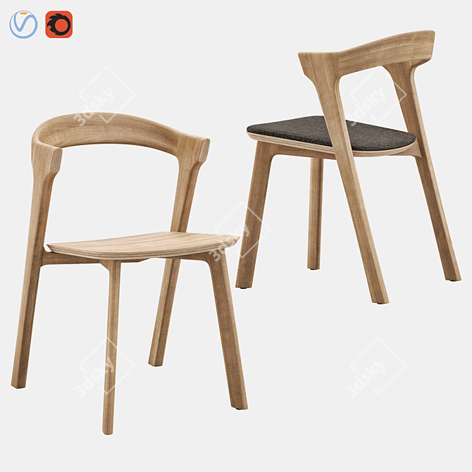 BOK Oak Dining Chair: Contemporary Seating 3D model image 1