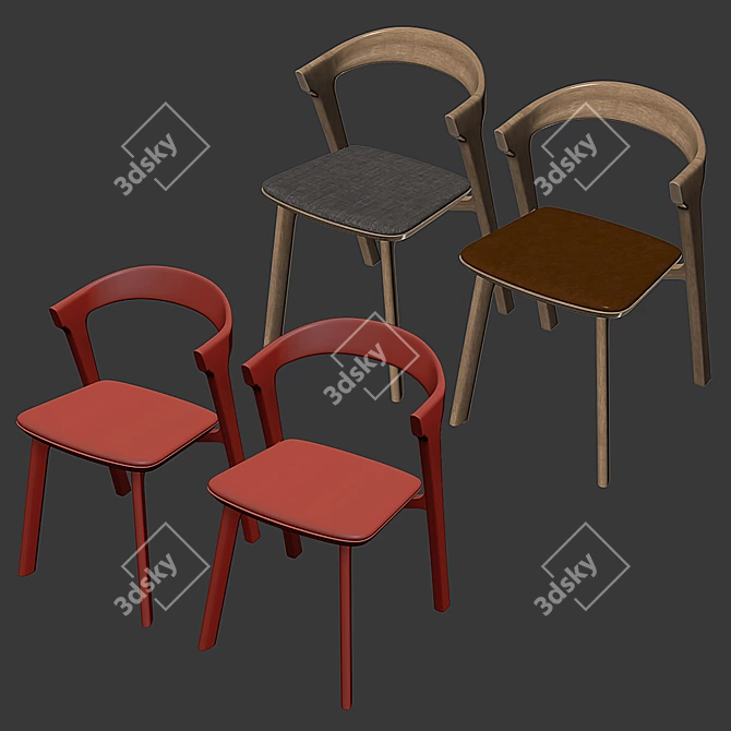 BOK Oak Dining Chair: Contemporary Seating 3D model image 5