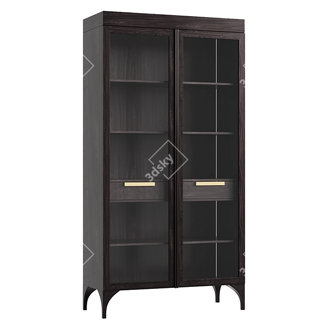 Elegant Glass Front Wardrobe with Drawers 3D model image 1