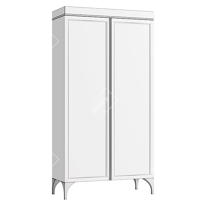 Elegant Glass Front Wardrobe with Drawers 3D model image 2