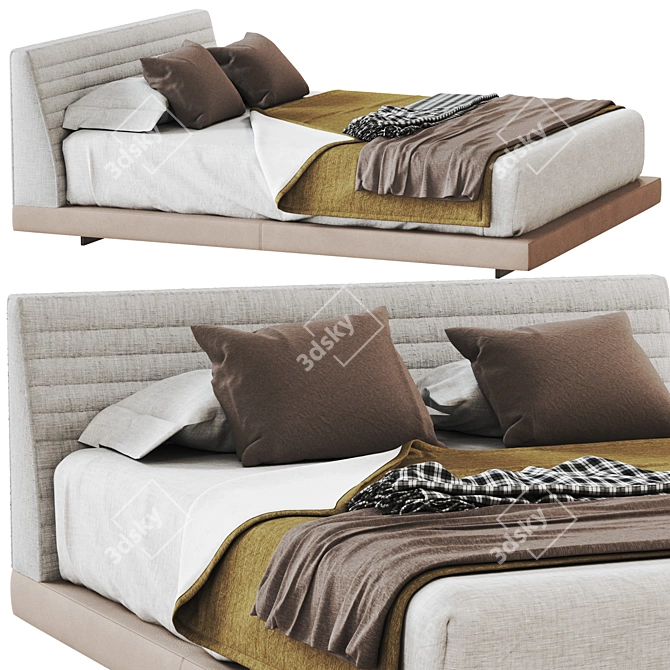 Elegant Minotti Roger Bed 3D model image 1