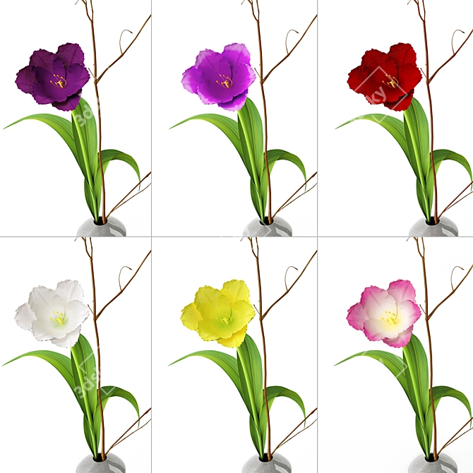 Elegant Decorative Floral Set 3D model image 2