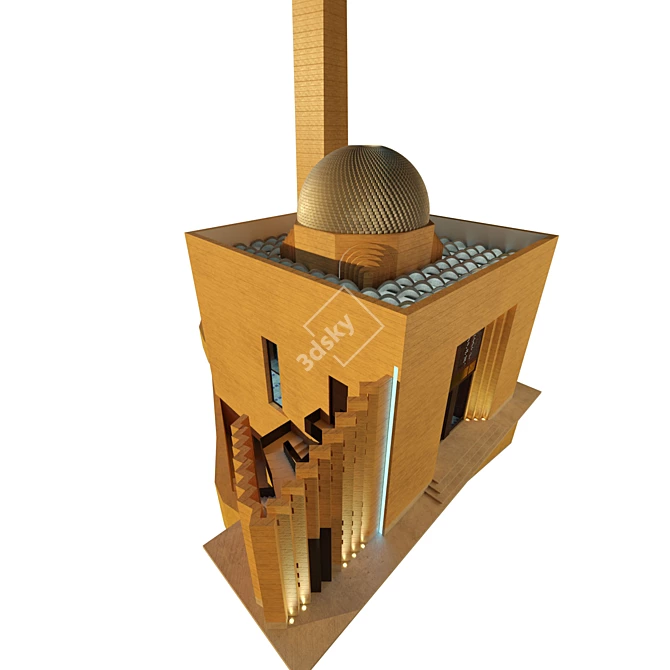 Elegant Basouneh Mosque Masterpiece 3D model image 2