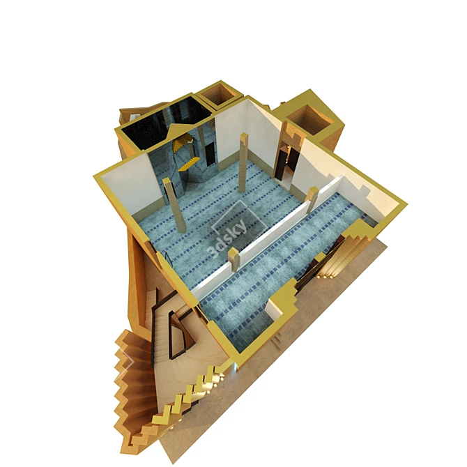 Elegant Basouneh Mosque Masterpiece 3D model image 6