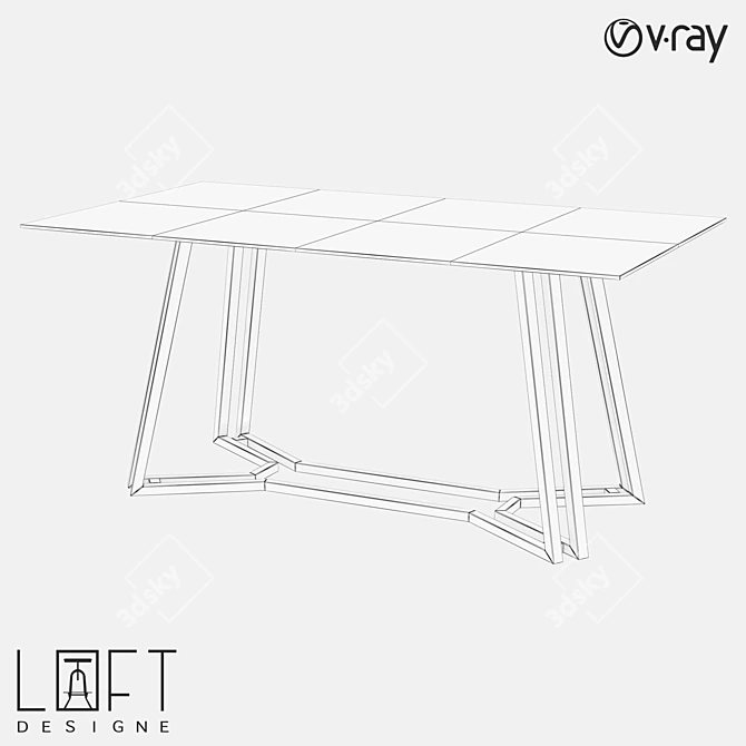 LoftDesigne 61029 Metal & Glass Table 3D model image 2