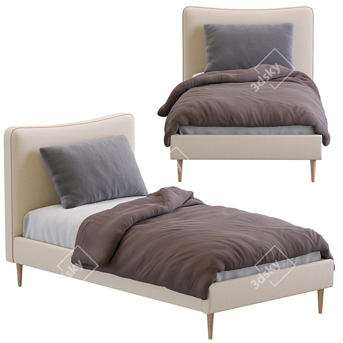 Elegant Myla Single Bed 3D model image 4