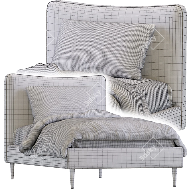 Elegant Myla Single Bed 3D model image 5