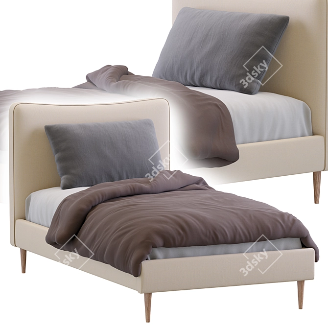 Elegant Myla Single Bed 3D model image 7