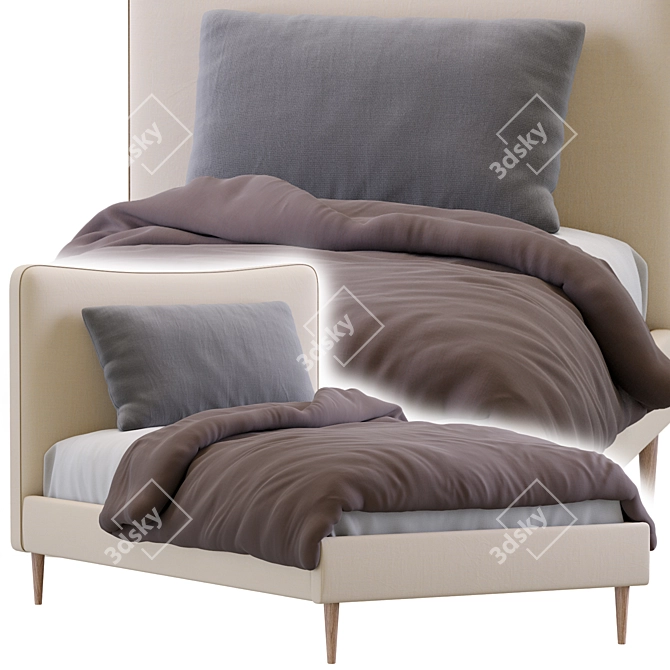 Elegant Myla Single Bed 3D model image 8