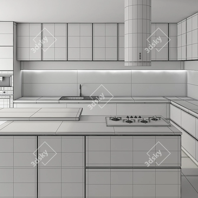 3D Kitchen Set - Vray & Corona Render 3D model image 4