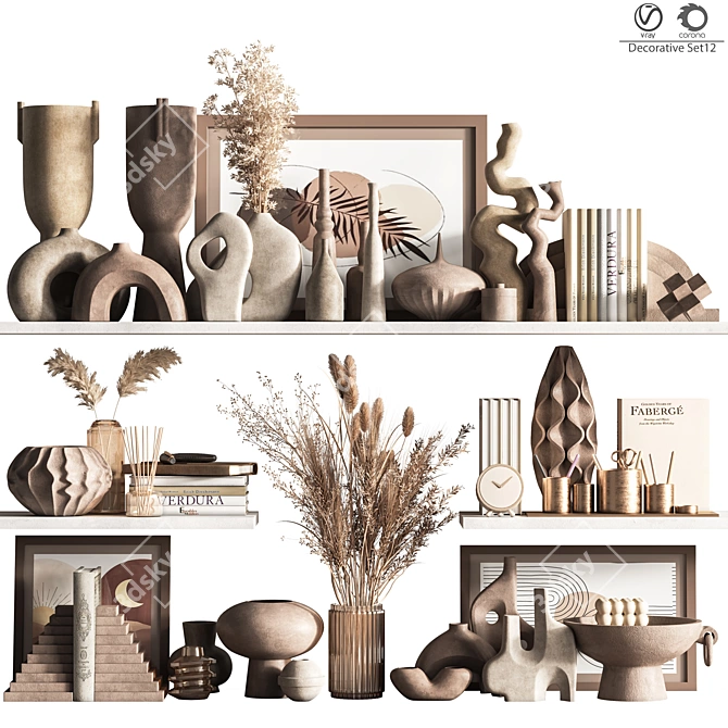 Elegant Decor Set: 12 Stylish Pieces 3D model image 1