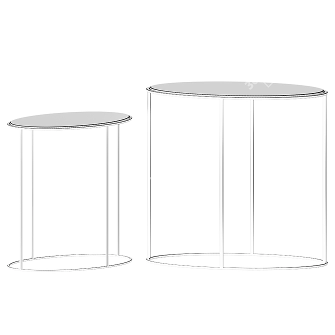 Modern Palmer Coffee Tables, Set - Elegant 2 Piece Coffee Table 3D model image 2