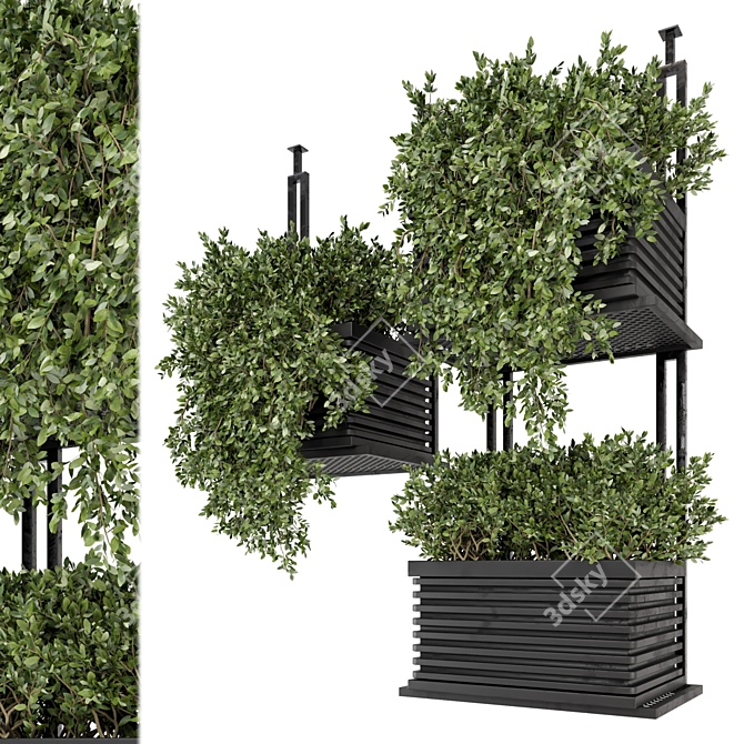 Modern Metal Box with Hanging Indoor Plants 3D model image 2