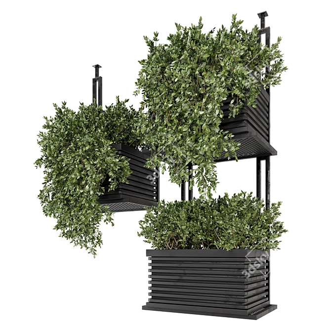 Modern Metal Box with Hanging Indoor Plants 3D model image 5
