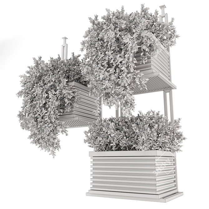 Modern Metal Box with Hanging Indoor Plants 3D model image 6