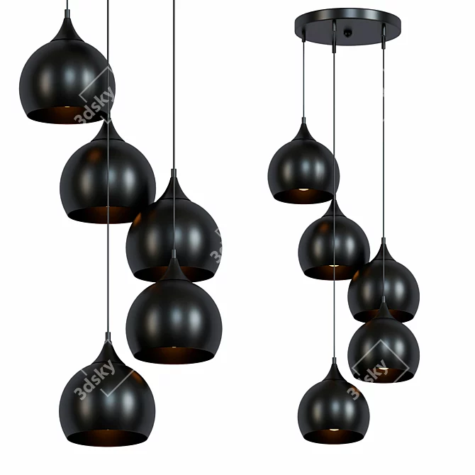 Lyric Cluster Pendant Light - Modern Moment's 5-Flame Lighting 3D model image 1