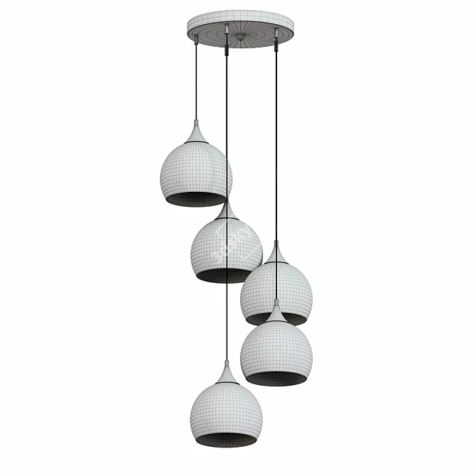 Lyric Cluster Pendant Light - Modern Moment's 5-Flame Lighting 3D model image 3