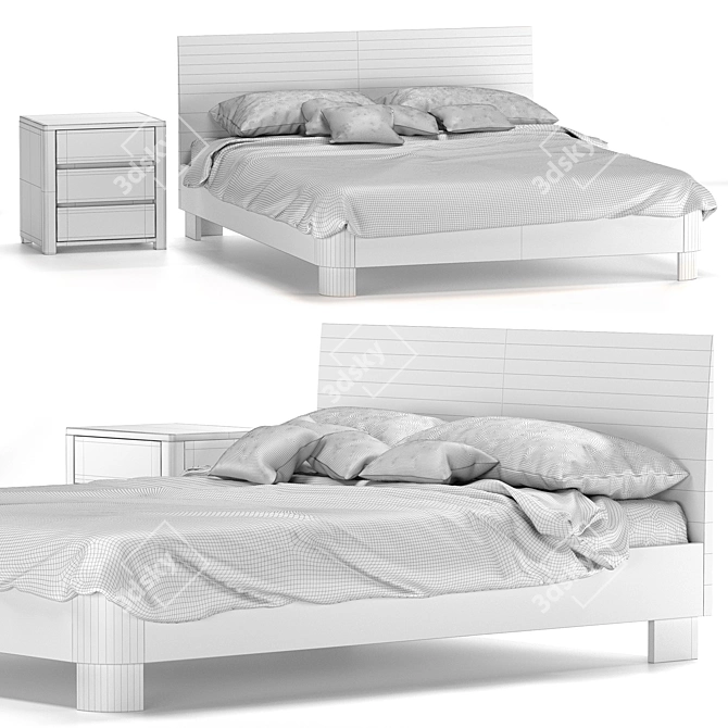 Solid Oak Lausanne Loft Bed 3D model image 2