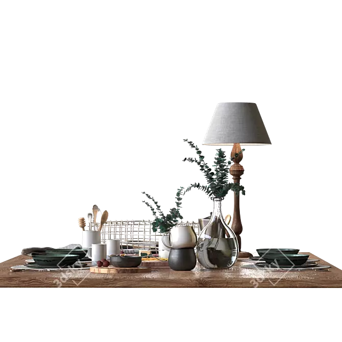 Elegant Dining Table Set 3D model image 5