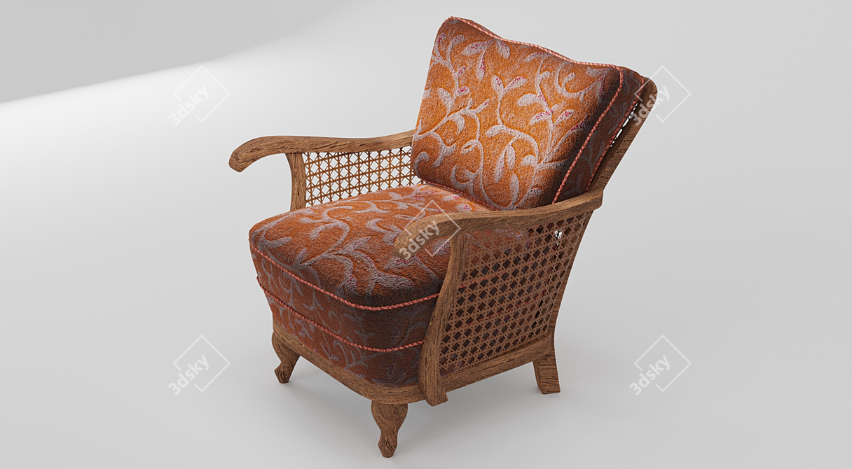 Cozy Wicker Armchair 3D model image 2