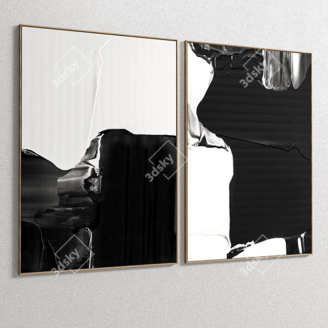 Elegant Plaster Dual Photo Frame 3D model image 4