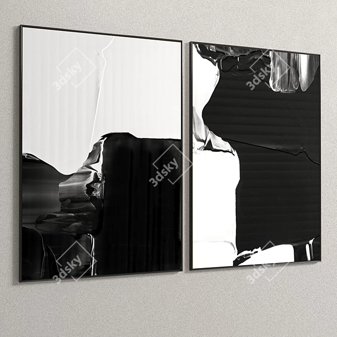 Elegant Plaster Dual Photo Frame 3D model image 5