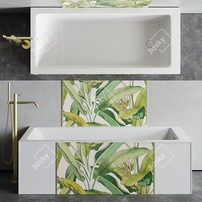 Summertime Oasis - Floral Ceramic Bathtub 3D model image 6