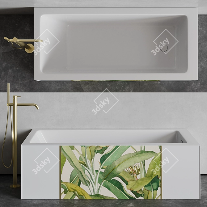 Summertime Oasis - Floral Ceramic Bathtub 3D model image 13