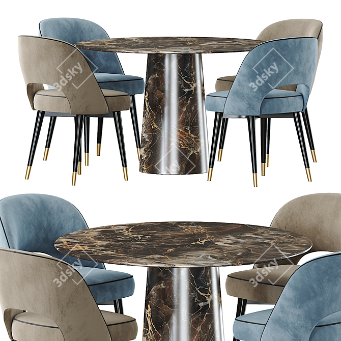 Luxury Eichholtz CLIFF & Andeline Dining Table 3D model image 1