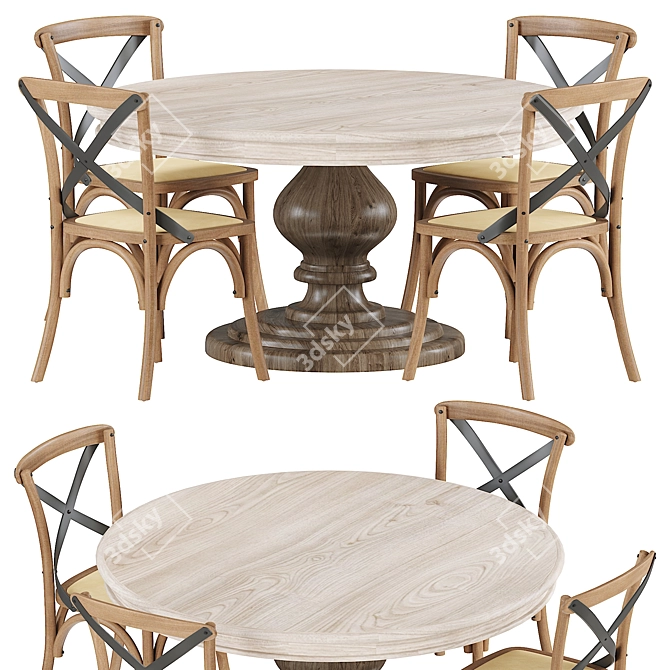 Carterville Solid Leeds Wood Dining Table 3D model image 2