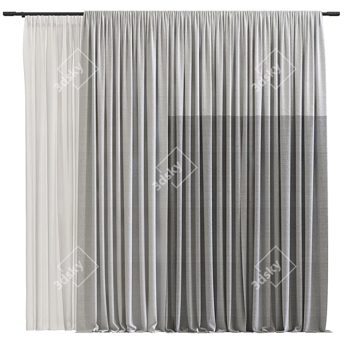 Elegant Sheer Window Curtain 3D model image 1