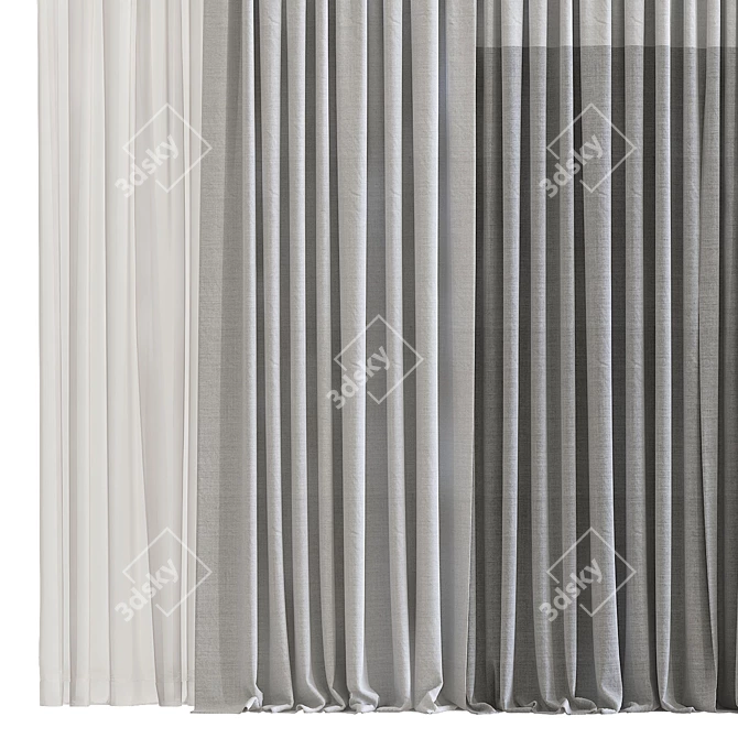 Elegant Sheer Window Curtain 3D model image 2