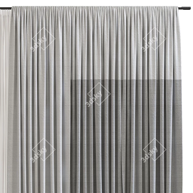 Elegant Sheer Window Curtain 3D model image 3