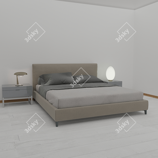 Luxury Double Bed 3D model image 1