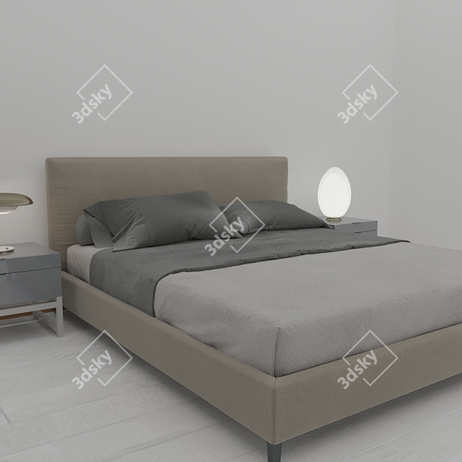 Luxury Double Bed 3D model image 3