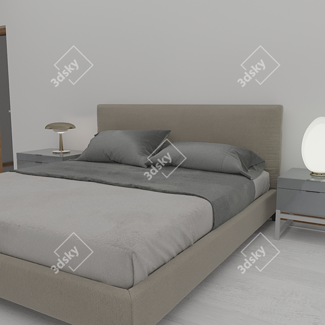 Luxury Double Bed 3D model image 4