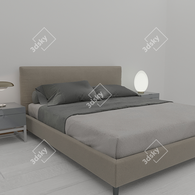 Luxury Double Bed 3D model image 5