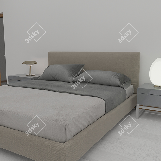 Luxury Double Bed 3D model image 6