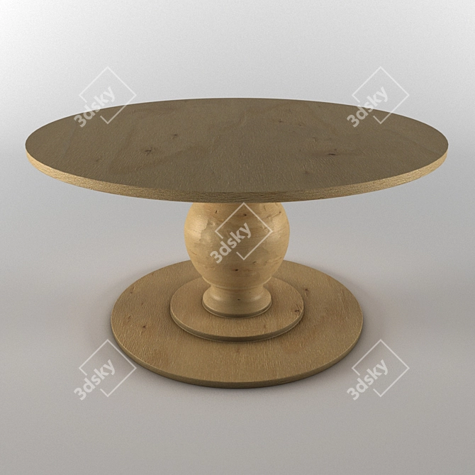 Vintage Wooden Table 3D model image 1