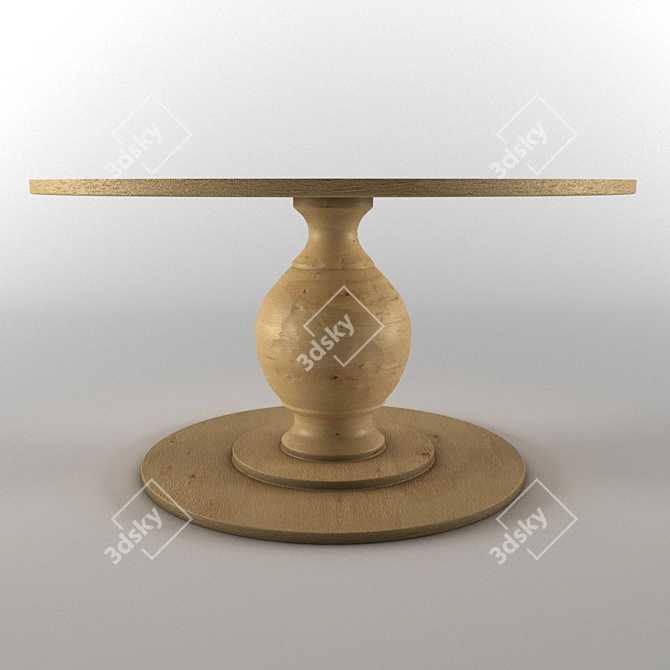 Vintage Wooden Table 3D model image 2