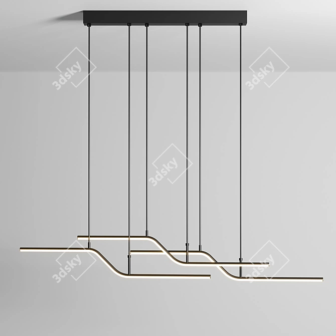 Black Gold LED Pendant Light: Modern Kitchen Island Illumination 3D model image 1