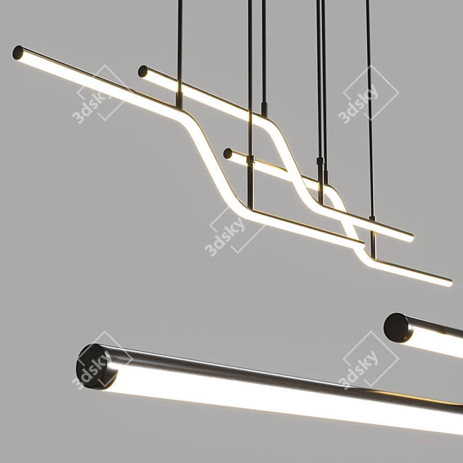 Black Gold LED Pendant Light: Modern Kitchen Island Illumination 3D model image 3