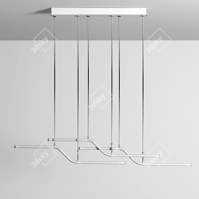 Black Gold LED Pendant Light: Modern Kitchen Island Illumination 3D model image 4